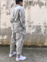 Handmade Asymmetric Draped Shirt & Cargo Pants Set: Italian Wool Blend Avant-Garde Outfit - Image 2