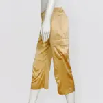 GF FERRE - Gold satin silk capri cargo pants - Image 2