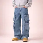 Oversized Blue Denim Cargo Pants | Men's Streetwear